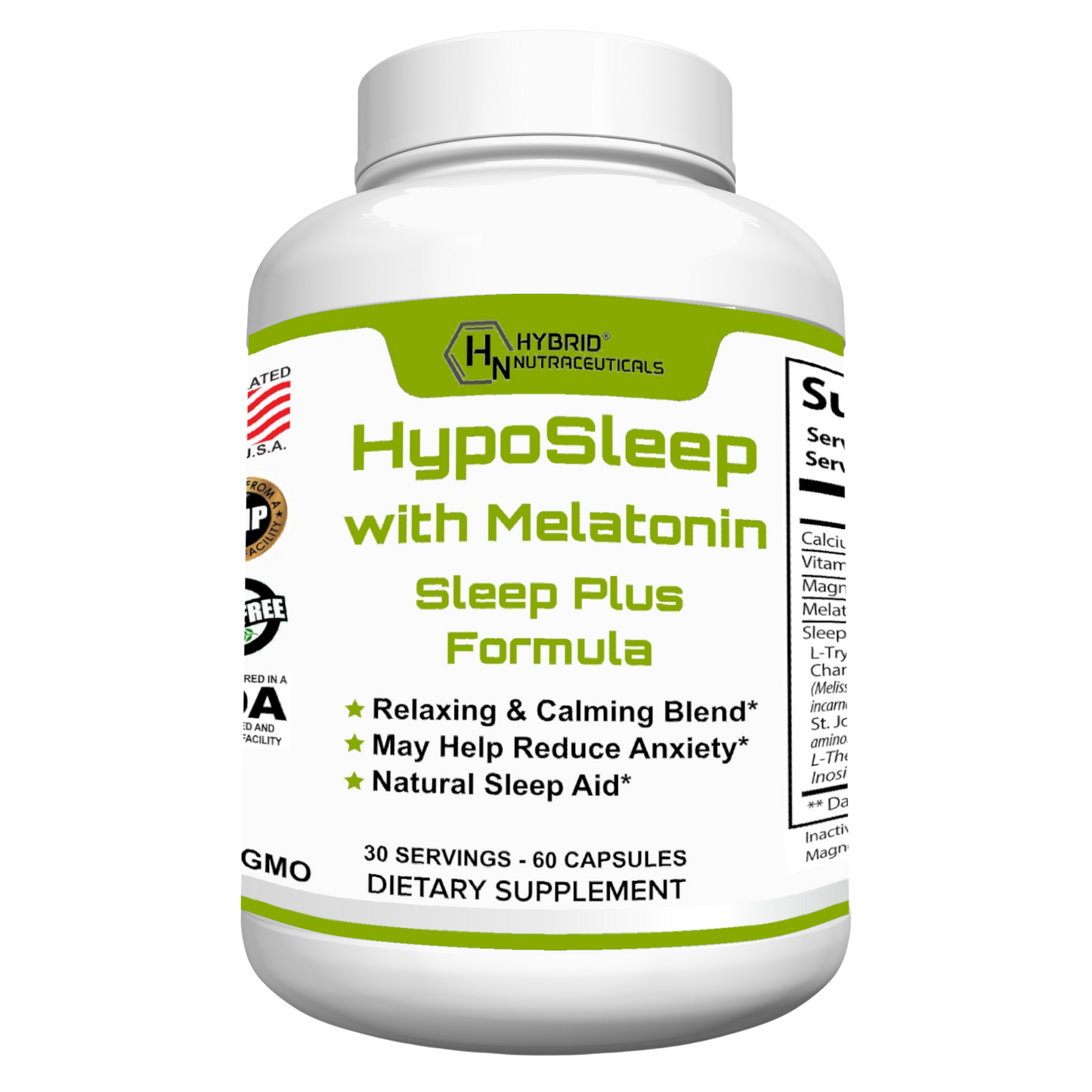HypoSleep with Melatonin 10mg Sleep Plus Formula for Adults - 60 Capsules