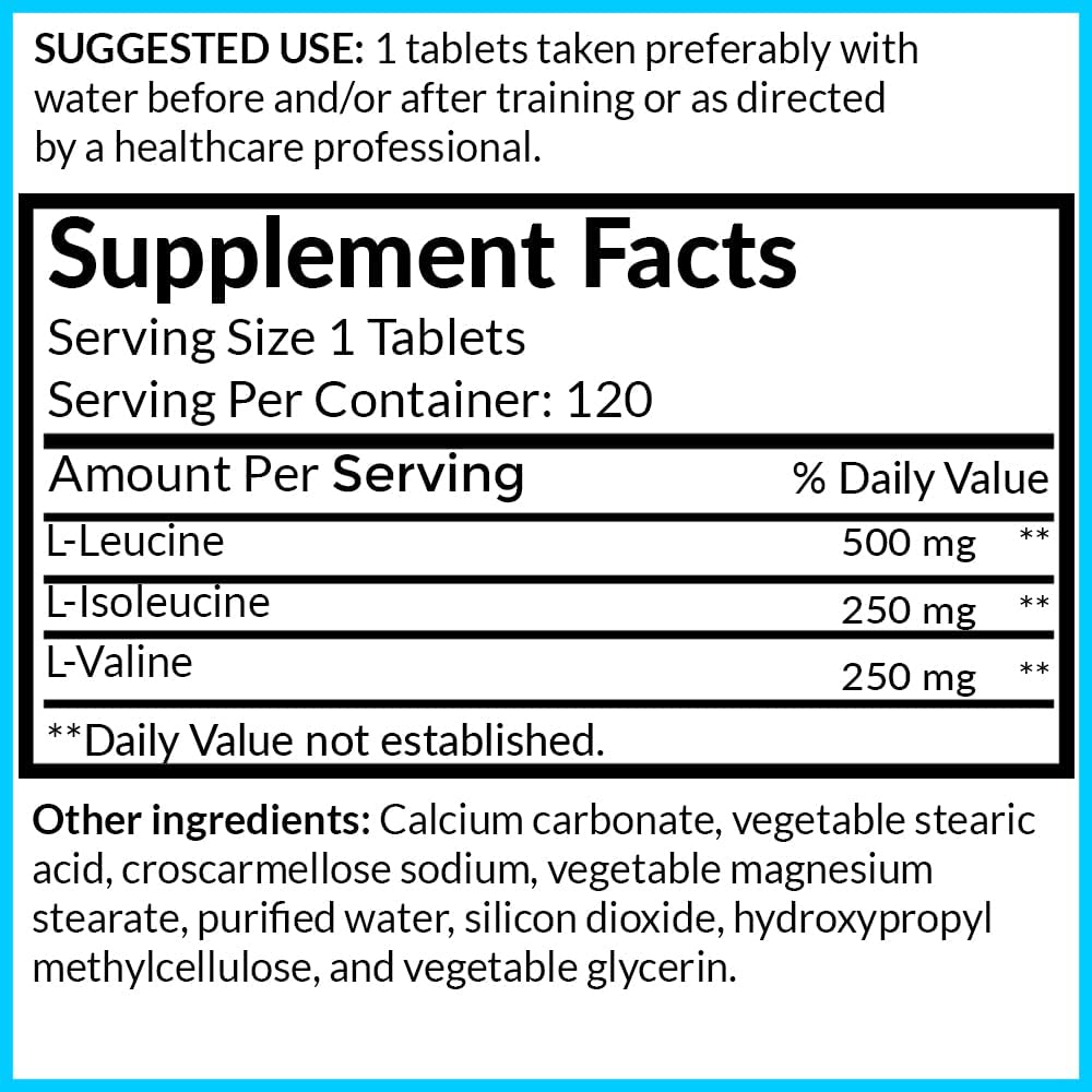 Hybrid BCAA Tablets 1000mg - 2:1:1 Extra Strong Branched Chain Amino Acids Supplements