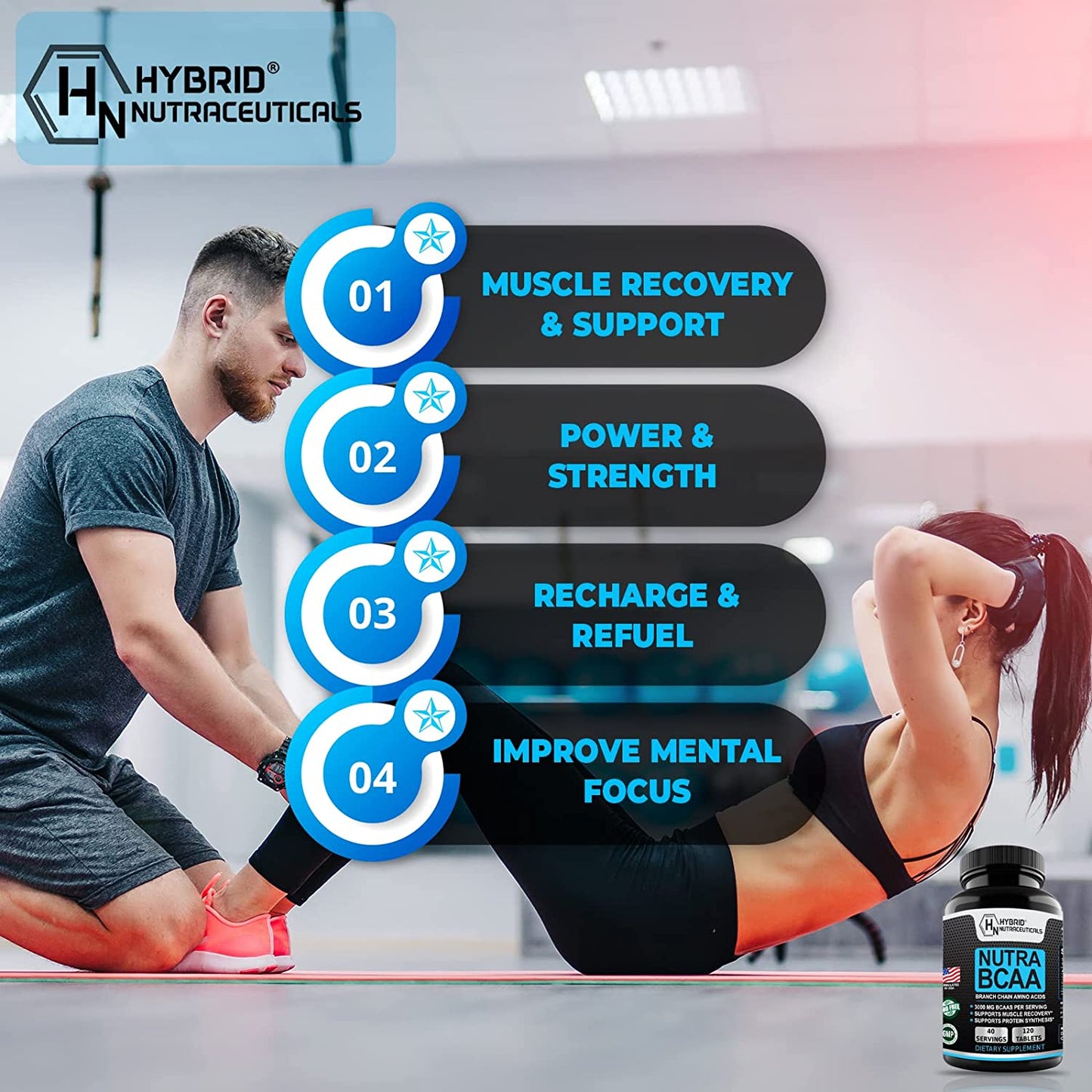 Nutra BCAA 3000mg Branched Chain Amino Acids Supplements