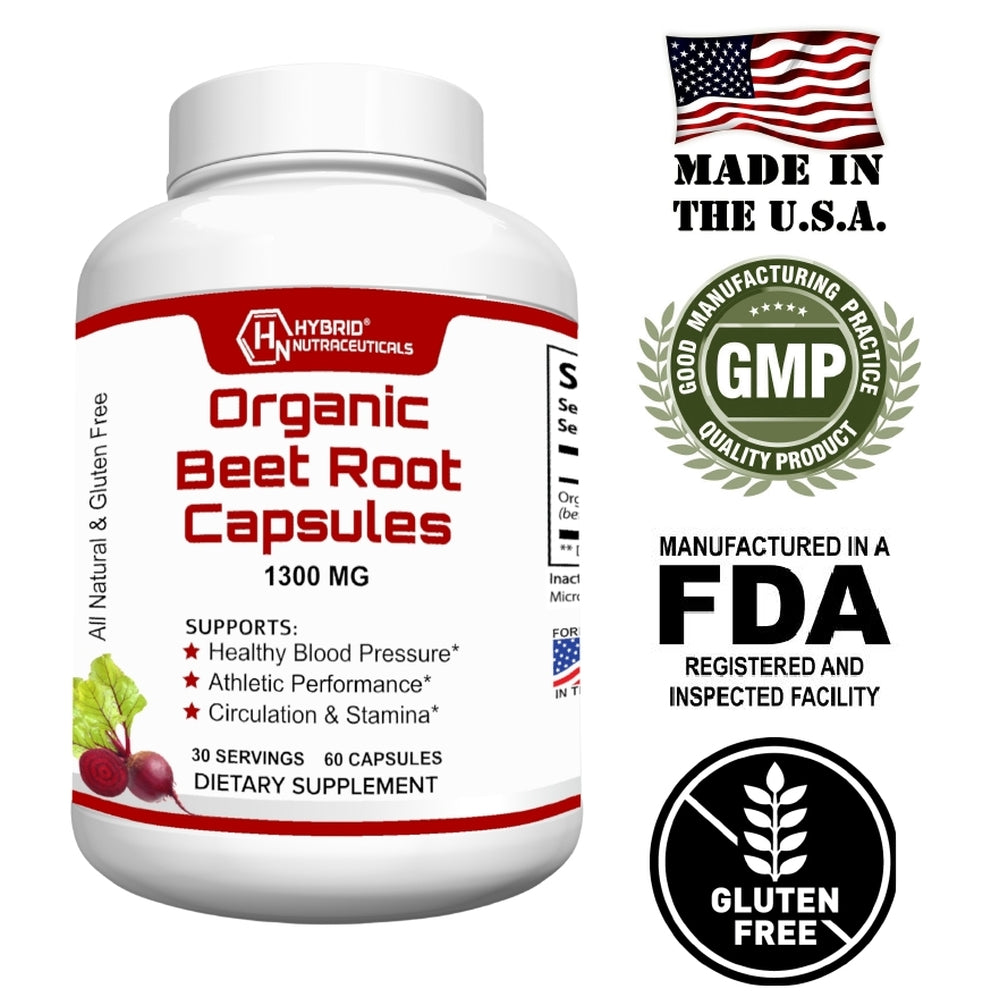 Organic Beet Root Capsules 1300mg - 60 Capsules