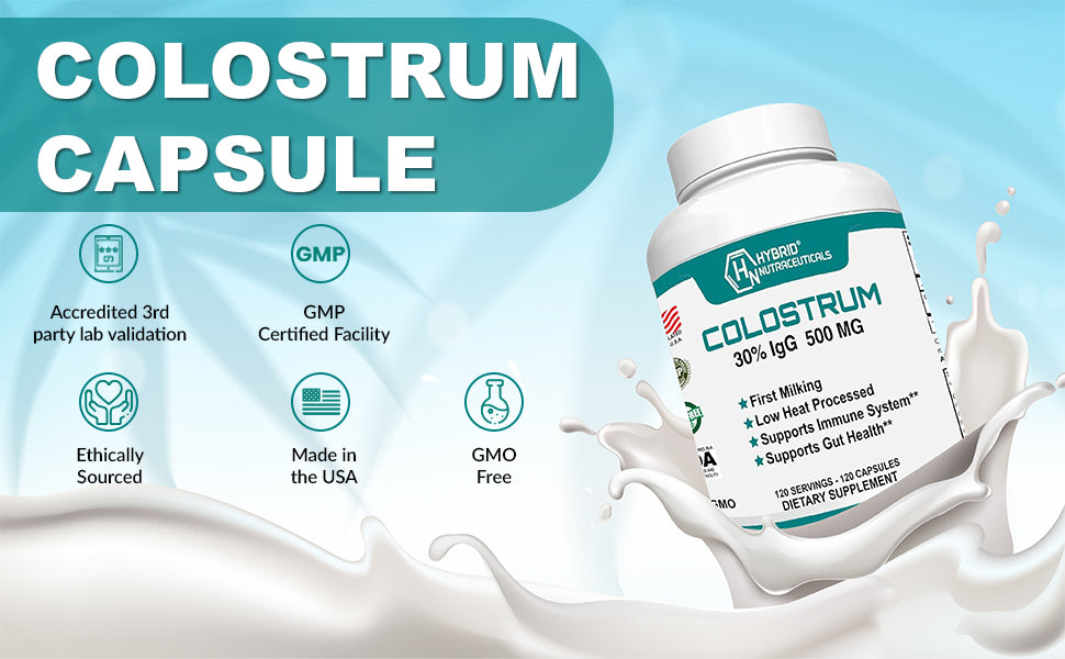 Bovine Colostrum Supplement 500mg - 30% IgG Immunoglobulin, Immune Supports
