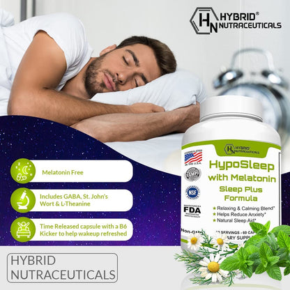 HypoSleep with Melatonin 10mg Sleep Plus Formula for Adults - 60 Capsules