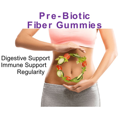 Prebiotic Fiber Gummies 300mg, Strawberry Flavor Gummy Vitamins for Adults - 60 Count