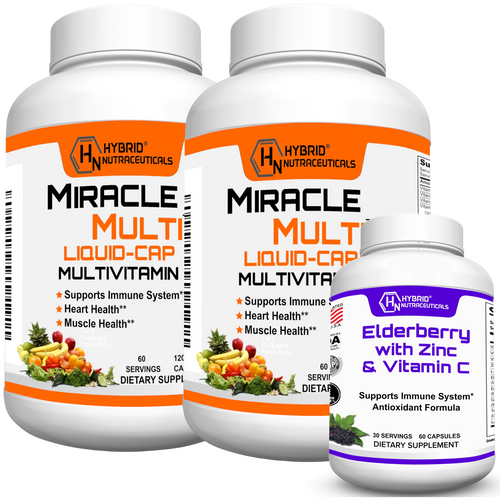 2-Pack MiracleMulti GelCaps + Free bottle Elderberry Immune Formula